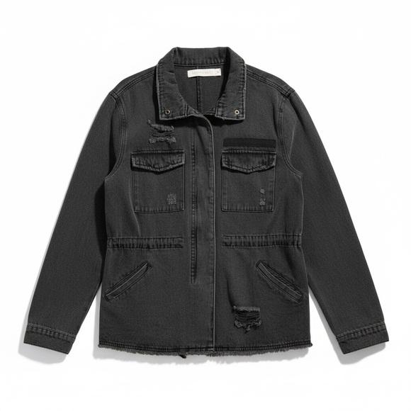 STATE Distressed Black Jean Jacket - Picture 5 of 7